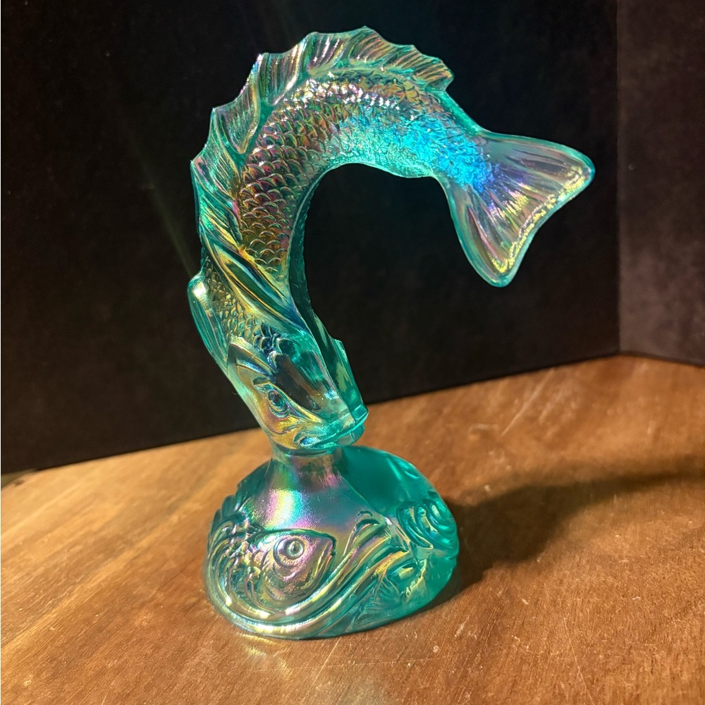 Vintage Fenton Blue Carnival Glass Fish Trout - Picture 3 of 5